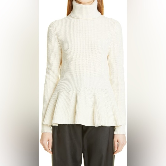 NWT Brock Collection Teagan Rib Turtleneck Peplum Sweater Size XS